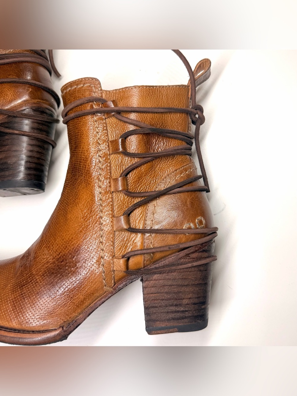 Bed Stu Womens COBBLER BLAIRE Distressed Lace Zip Brown Leather Boots Size- 8 - Picture 8 of 9
